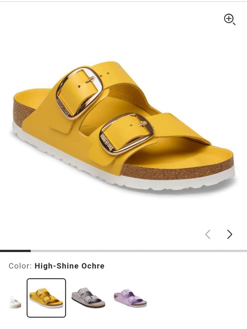 Birkenstock Arizona Big Buckle Sandal in High-Shine Ochre size 38
